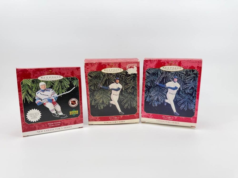 Hallmark Keepsake Sports Ornaments Lot 3 Ken Griffey Jr Wayne Gretzky MLB NHL